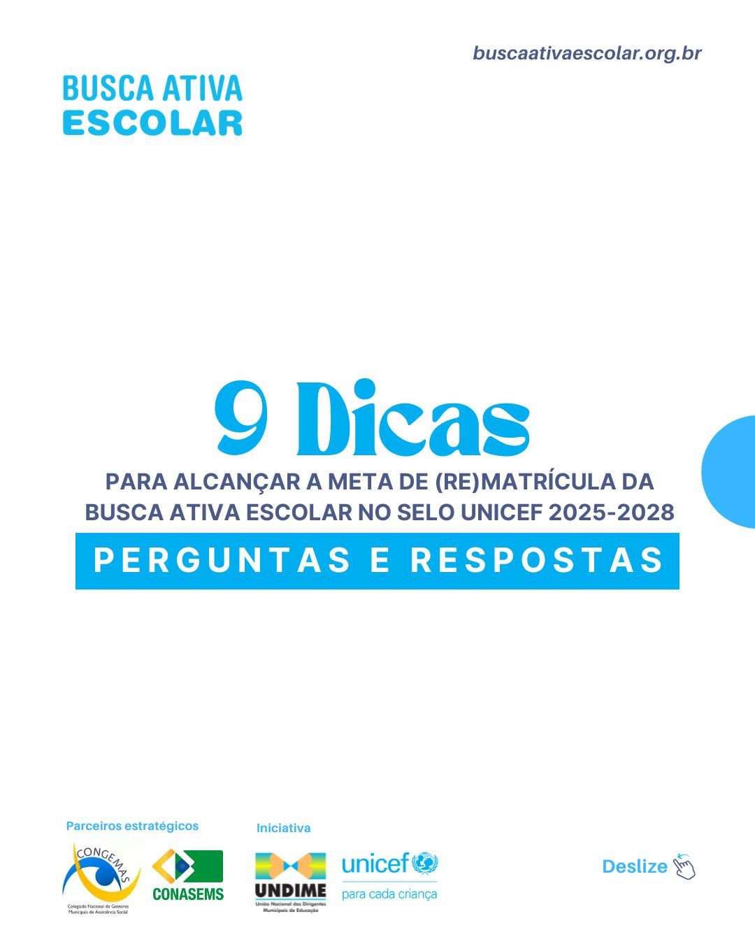 9 dicas - guia rápido da Busca Ativa Escolar no Selo UNICEF 2025 - 2028