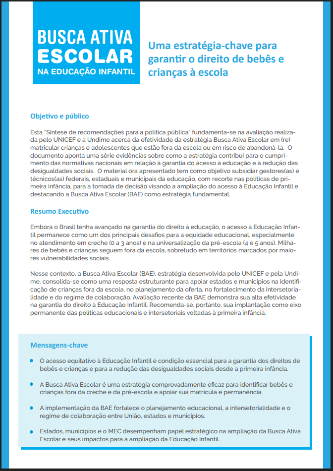 Síntese de recomendações para a política pública